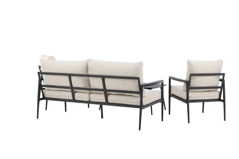Taromina Sohvaryhmä Ulkokäyttöön 4-istuttava - Musta/Beige - Puutarhakalusteet - Terassiryhmät - Oleskeluryhmät