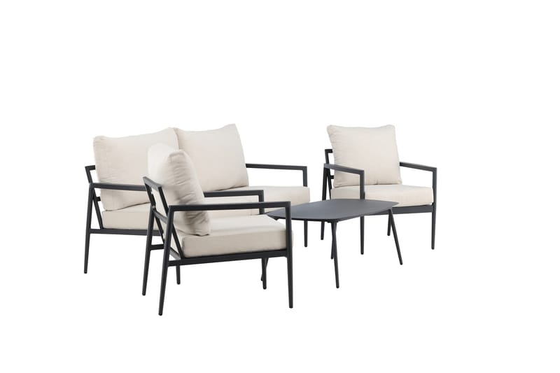 Taromina Sohvaryhmä Ulkokäyttöön 4-istuttava - Musta/Beige - Puutarhakalusteet - Terassiryhmät - Oleskeluryhmät