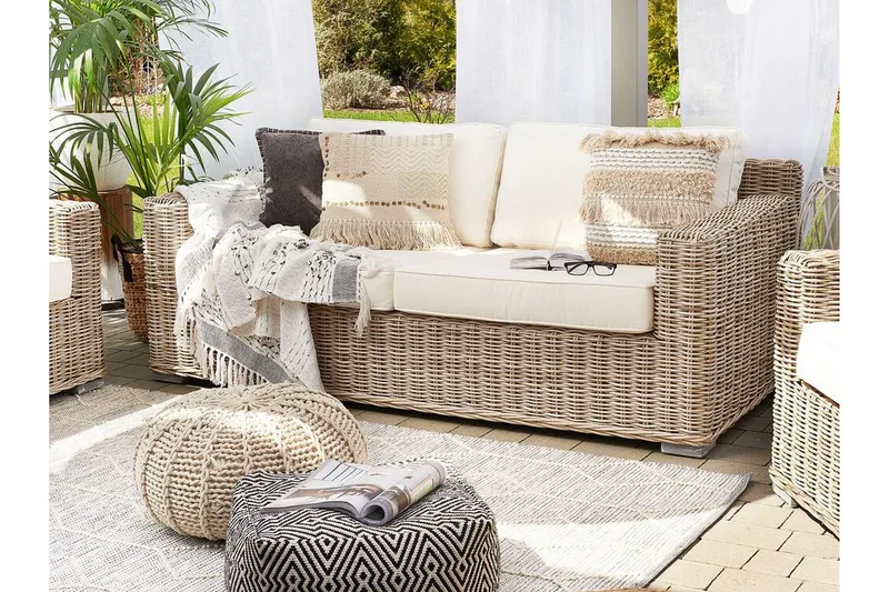 2:n ist Sohva Apriliana - Polyrottinki/Vaaleanruskea - Puutarhakalusteet - Terassiryhmät - Terassisohvat