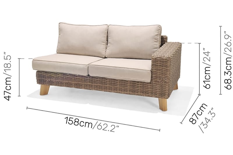 2:n ist Sohva Bahamas Vasen - Beige - Puutarhakalusteet - Terassiryhmät - Terassisohvat