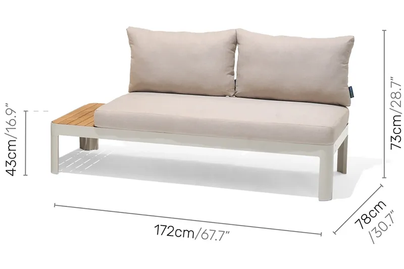 2:n ist Sohva Portals - Valkoinen/Puu - Puutarhakalusteet - Terassiryhmät - Terassisohvat