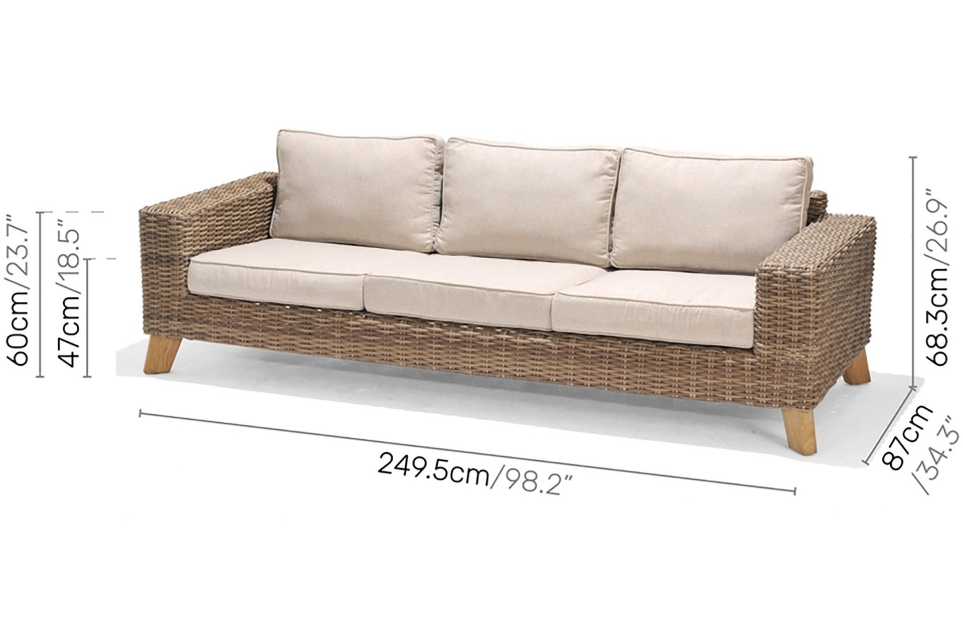 3:n ist Sohva Bahamas - Beige - Puutarhakalusteet - Terassiryhmät - Terassisohvat
