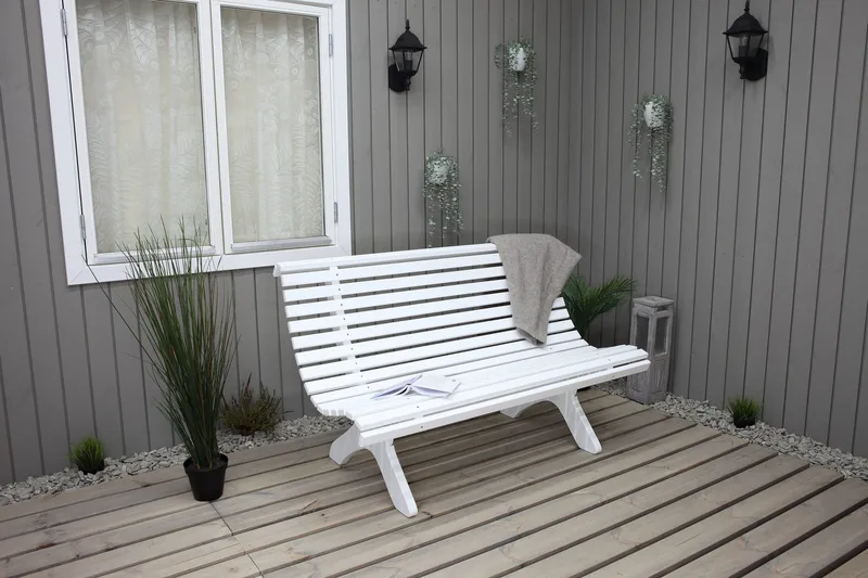 Puutarhapenkki Norvald 140 cm Valkoinen - Valkoinen - Puutarhakalusteet - Terassiryhmät - Terassisohvat