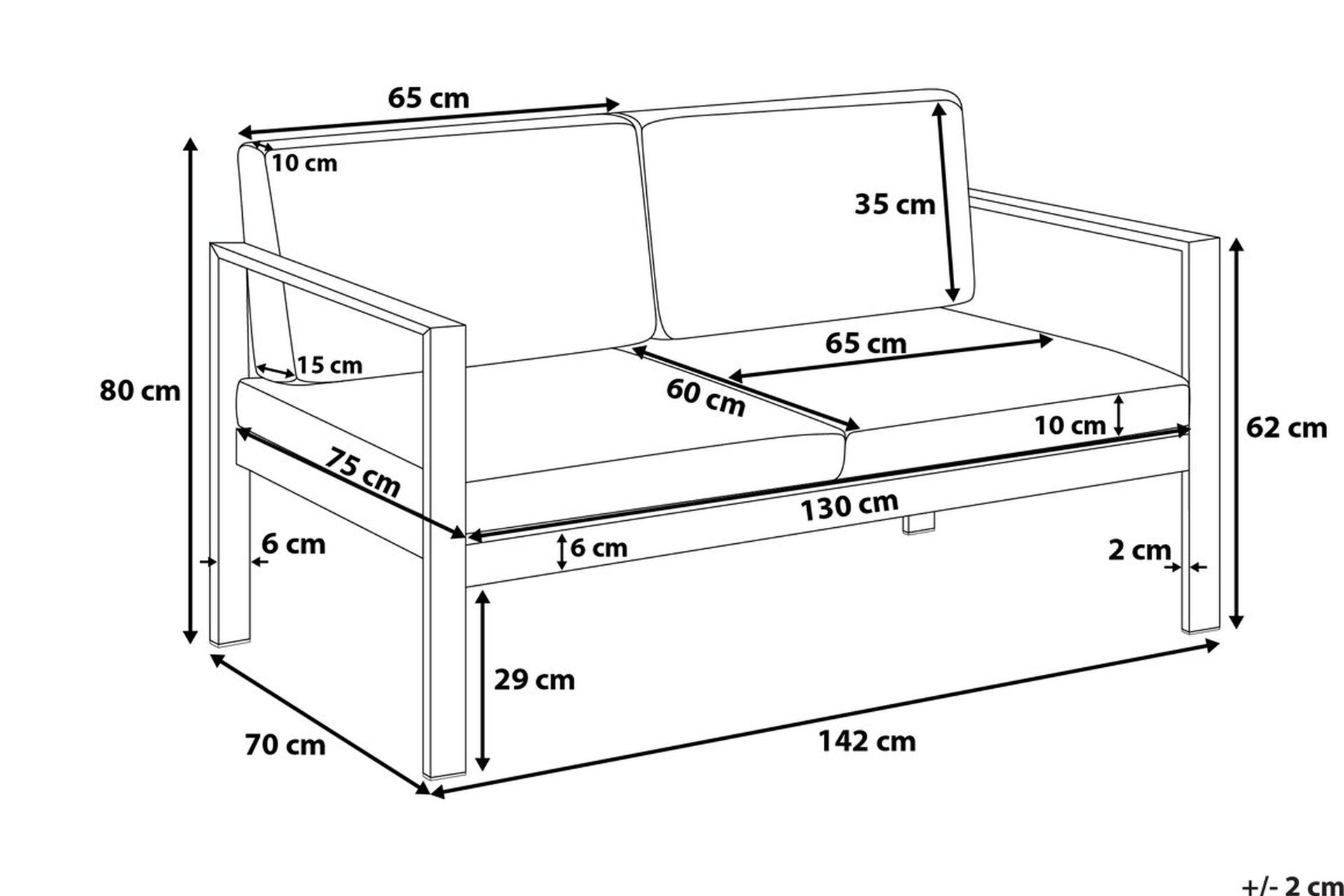 Puutarhasohva Tirrena 142 cm - Harmaa - Puutarhakalusteet - Terassiryhmät - Terassisohvat