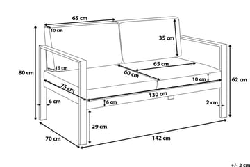 Puutarhasohva Tirrena 142 cm - Harmaa - Puutarhakalusteet - Terassiryhmät - Terassisohvat
