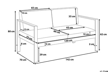 Puutarhasohva Tirrena 142 cm - Harmaa - Puutarhakalusteet - Terassiryhmät - Terassisohvat