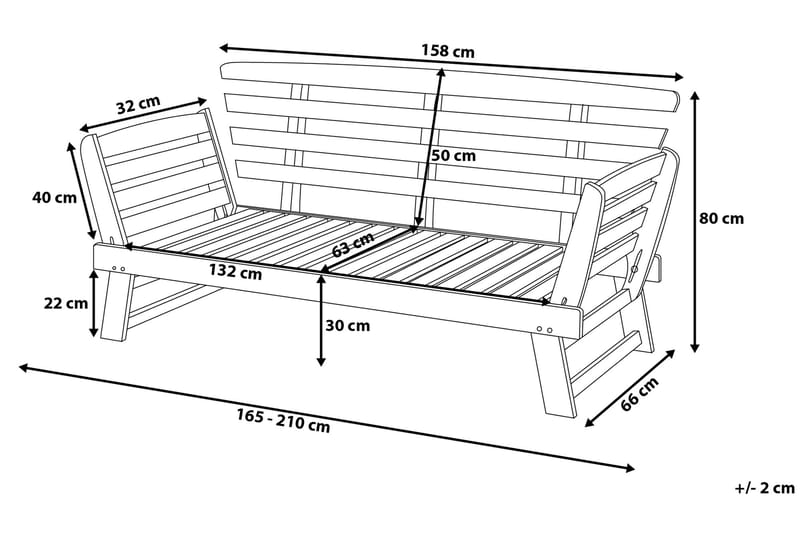 Puutarhasohva Portici 210 cm - Terassisohvat - Parvekesohva