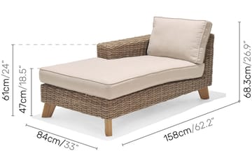 Sohva Bahamas Käsinojalla Oikea - Beige - Puutarhakalusteet - Terassiryhmät - Terassisohvat