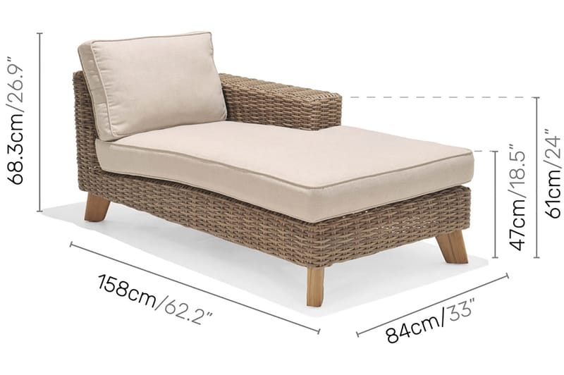 Sohva Bahamas Käsinojalla Vasen - Beige - Puutarhakalusteet - Terassiryhmät - Terassisohvat