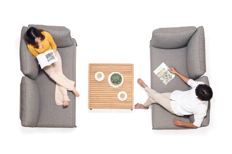 TOPAZ Ulkolounge 4-istuttava sohva + sohvapöytä 73 cm - Harmaa - Puutarhakalusteet - Terassiryhmät - Sohvaryhmät ulos