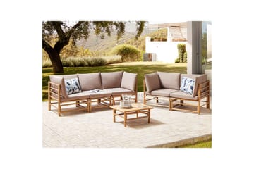 Trädgårdssoffgrupp Beliani Cerreto Beige/ljust trä Beige||Light wood - Puutarhakalusteet - Terassiryhmät - Sohvaryhmät ulos