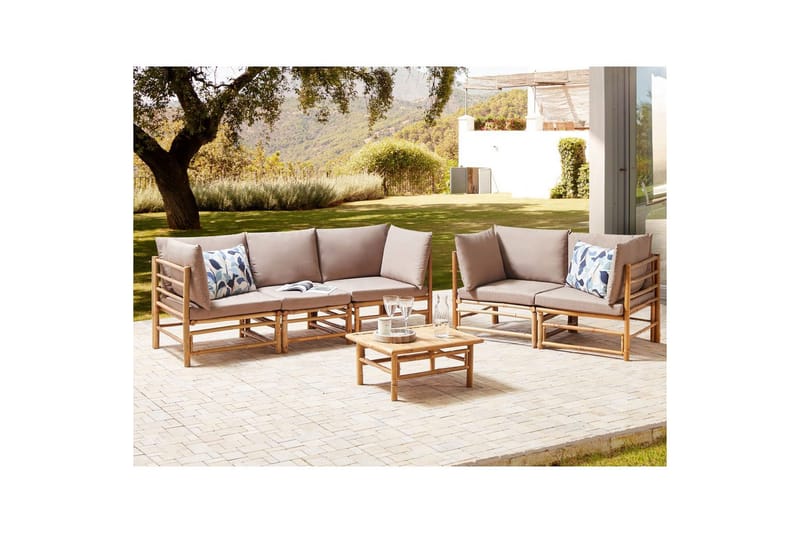 Trädgårdssoffgrupp Beliani Cerreto Beige/ljust trä Beige||Light wood - Puutarhakalusteet - Terassiryhmät - Sohvaryhmät ulos