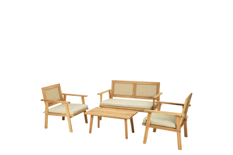 Tritante 4-hengen Sohvaryhmä Ulkokäyttöön – Lounge-ryhmä parvekkeelle, terassille ja ulkotiloihin, Ruskea