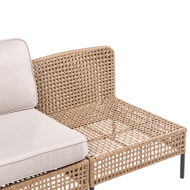 U-muotoinen sohva ulos 6-istuttava Omegana modulaarinen polyrottinki - Beige/Musta - Puutarhakalusteet - Terassiryhmät - Sohvaryhmät ulos