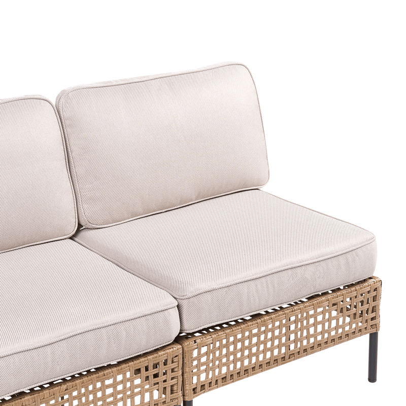 U-muotoinen sohva ulos 6-istuttava Omegana modulaarinen polyrottinki - Beige/Musta - Puutarhakalusteet - Terassiryhmät - Sohvaryhmät ulos