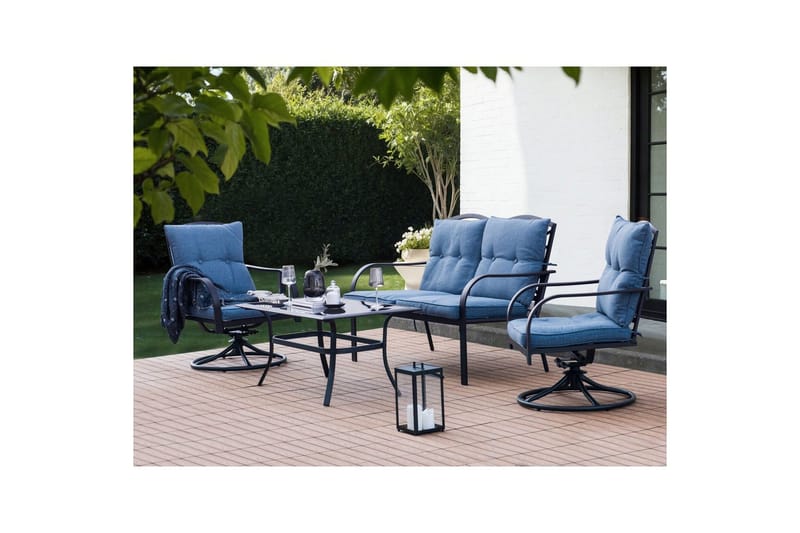 Ulkoiluryhmä Mestrino - Sininen, Musta - Puutarhakalusteet - Terassiryhmät - Sohvaryhmät ulos