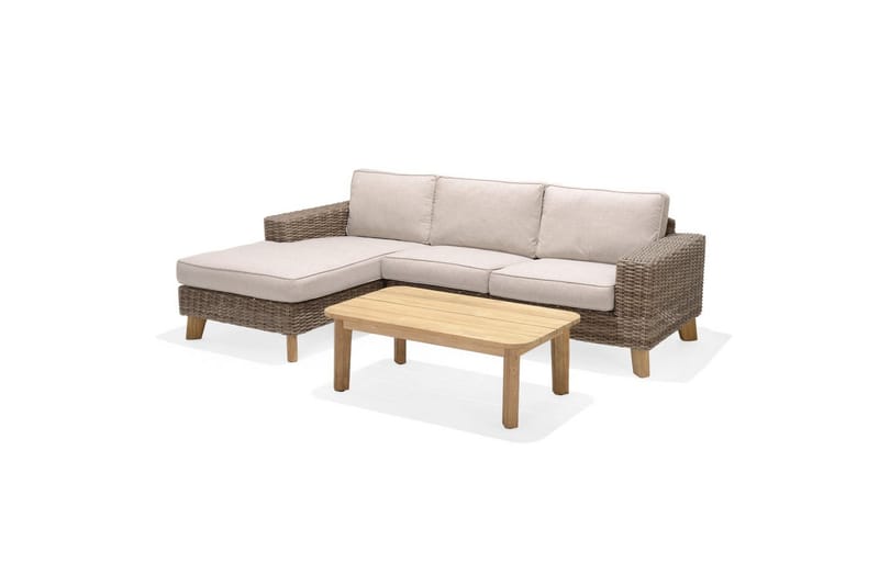 Ulkomöbeliryhmä Lifestyle Garden Bahamas 2-istuttava & oikea divaani sohvapöytä 110 - Puutarhakalusteet - Terassiryhmät - Sohvaryhmät ulos