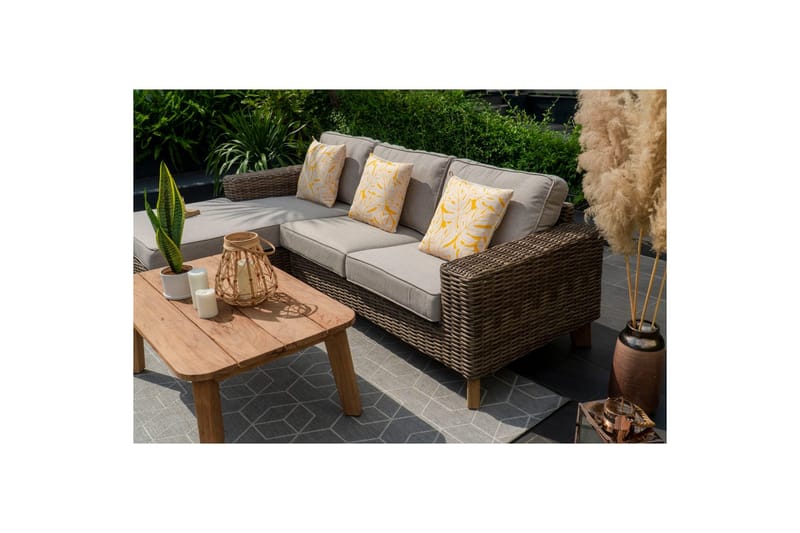 Ulkomöbeliryhmä Lifestyle Garden Bahamas 2-istuttava & oikea divaani sohvapöytä 110 - Puutarhakalusteet - Terassiryhmät - Sohvaryhmät ulos