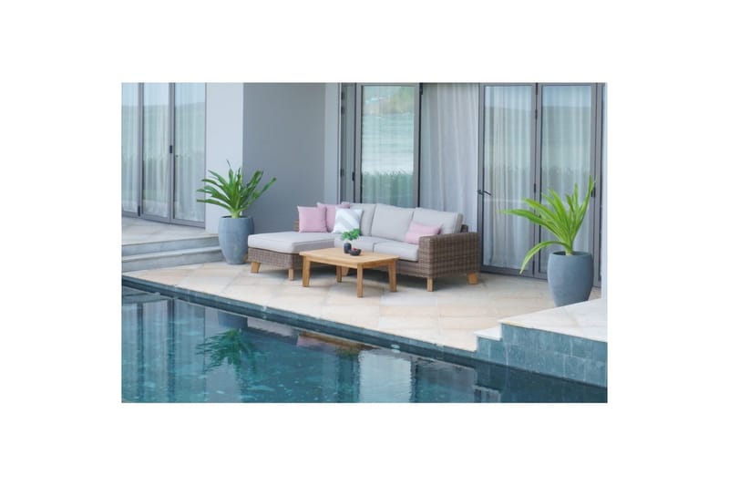 Ulkomöbeliryhmä Lifestyle Garden Bahamas 2-istuttava & oikea divaani sohvapöytä 110 - Puutarhakalusteet - Terassiryhmät - Sohvaryhmät ulos
