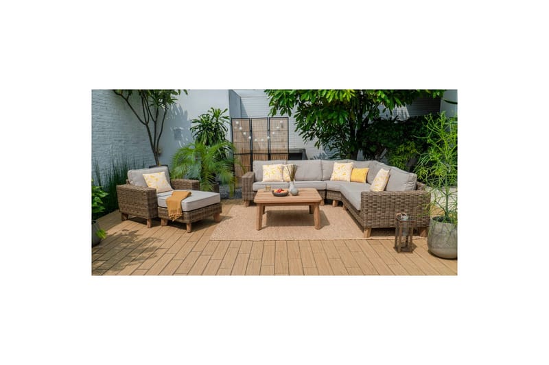 Ulkomöbeliryhmä Lifestyle Garden Bahamas 2-istuttava vasen&oikea & kulmatuoli & sohvapöytä 100 - Puutarhakalusteet - Terassiryhmät - Sohvaryhmät ulos