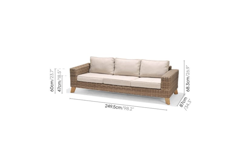 Ulkomöbeliryhmä Lifestyle Garden Bahamas 2 x 3-istuttava & sohvapöytä 110 - Puutarhakalusteet - Terassiryhmät - Sohvaryhmät ulos