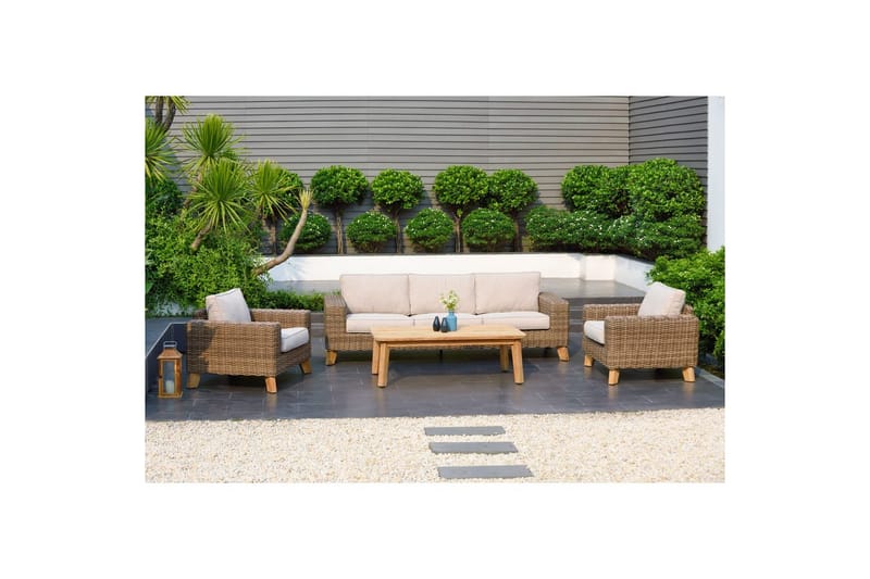 Ulkomöbeliryhmä Lifestyle Garden Bahamas 2 x nojatuoli & 3-istuttava & sohvapöytä 140 - Puutarhakalusteet - Terassiryhmät - Sohvaryhmät ulos