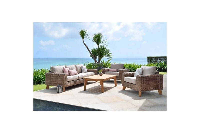 Ulkomöbeliryhmä Lifestyle Garden Bahamas 2 x nojatuoli & 3-istuttava & sohvapöytä 140 - Puutarhakalusteet - Terassiryhmät - Sohvaryhmät ulos