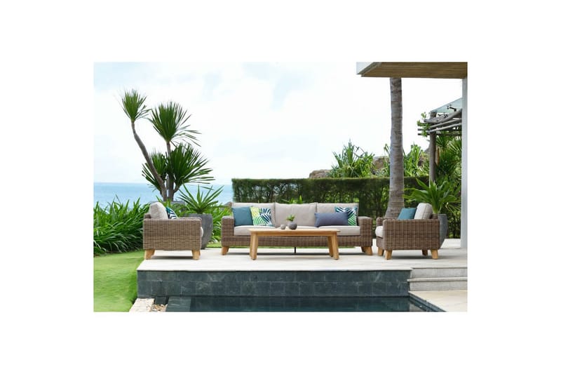 Ulkomöbeliryhmä Lifestyle Garden Bahamas 2 x nojatuoli & 3-istuttava & sohvapöytä 140 - Puutarhakalusteet - Terassiryhmät - Sohvaryhmät ulos