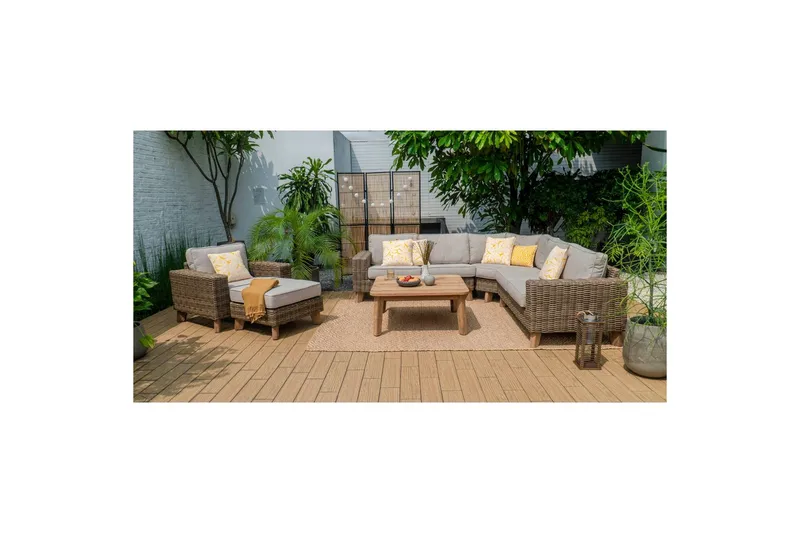 Ulkomöbeliryhmä Lifestyle Garden Barbados 2-istuttava vasen&oikea & kulmatuoli & sohvapöytä 100 - Puutarhakalusteet - Terassiryhmät - Sohvaryhmät ulos