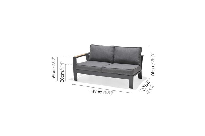 Ulkomöbeliryhmä Lifestyle Garden PALAU 2-istuttava oikea & vasen + kulmasohvatuoli + sivutuoli + sohvapöytä 140 cm - Puutarhakalusteet - Terassiryhmät - Sohvaryhmät ulos