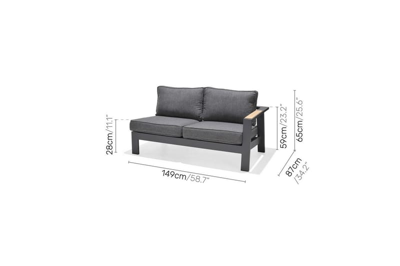Ulkomöbeliryhmä Lifestyle Garden PALAU 2-istuttava oikea & vasen + kulmasohvatuoli + sivutuoli + sohvapöytä 140 cm - Puutarhakalusteet - Terassiryhmät - Sohvaryhmät ulos