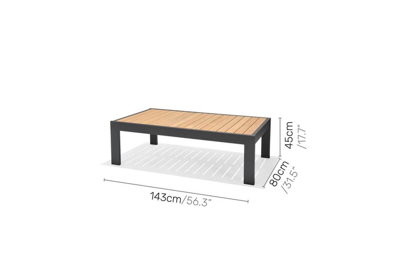 Ulkomöbeliryhmä Lifestyle Garden PALAU 2-istuttava oikea & vasen + kulmasohvatuoli + sivutuoli + sohvapöytä 140 cm - Puutarhakalusteet - Terassiryhmät - Sohvaryhmät ulos