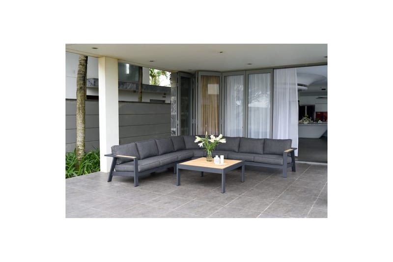 Ulkomöbeliryhmä Lifestyle Garden PALAU 2-istuttava oikea & vasen + kulmasohvatuoli + sivutuoli + sohvapöytä 140 cm - Puutarhakalusteet - Terassiryhmät - Sohvaryhmät ulos