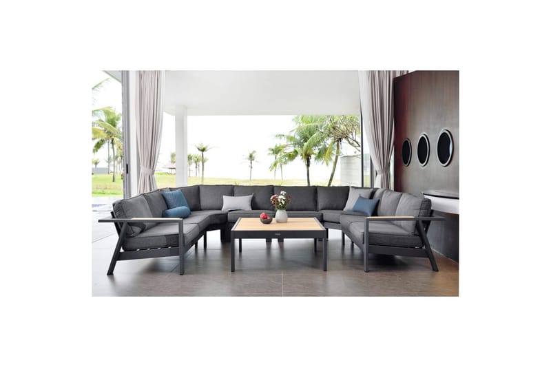 Ulkomöbeliryhmä Lifestyle Garden PALAU 2-istuttava oikea & vasen + 2x kulmasohvatuoli + 2x sivutuoli + sohvapöytä 100 cm - Puutarhakalusteet - Terassiryhmät - Sohvaryhmät ulos