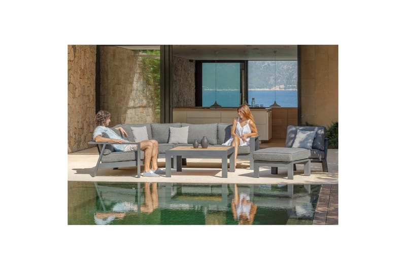 Ulkomöbeliryhmä Lifestyle Garden PALAU 2-istuttava oikea & vasen + kulmasohvatuoli + sohvapöytä 100 cm - Puutarhakalusteet - Terassiryhmät - Sohvaryhmät ulos