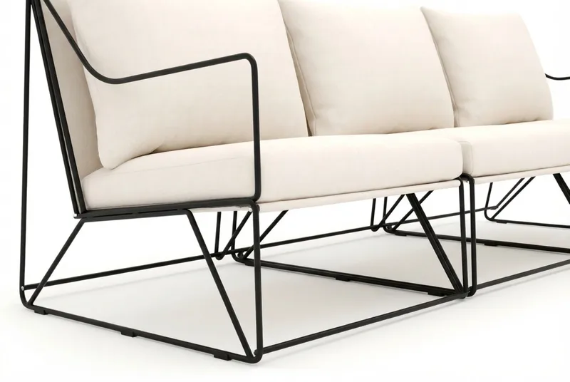 Usteryd 3 istuttava lounge-sohva - Musta/Beige - Puutarhakalusteet - Terassiryhmät - Terassisohvat