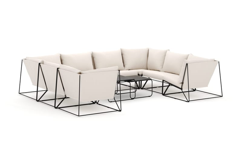 Usteryd ulko-U-sohva 8-istuttava, suljetulla päädyllä - Musta/Beige - Puutarhakalusteet - Terassiryhmät - Terassisohvat