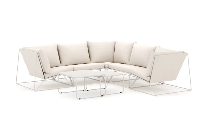 Usteryd ulkokäyttöön kulmasohva 5-istuttava, käännettävä, Beige/Beige