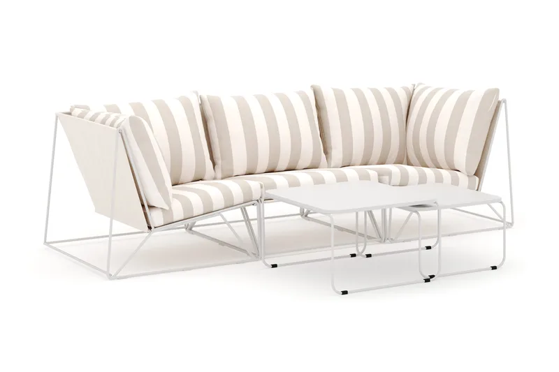 Usteryd ulkokäyttöön suora 3-istuttava sohva - Beige/Raidallinen - Puutarhakalusteet - Terassiryhmät - Terassisohvat