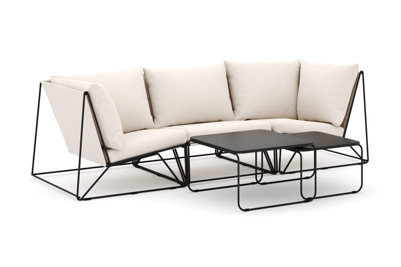 Usteryd ulkokäyttöön suora 3-istuttava sohva - Musta/Beige - Puutarhakalusteet - Terassiryhmät - Terassisohvat
