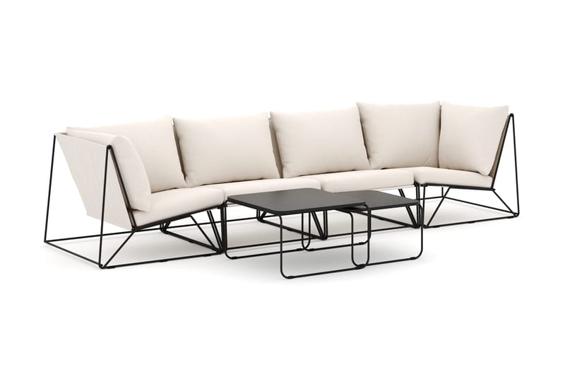 Usteryd ulkokäyttöön suora 4-istuttava sohva, Musta/Beige