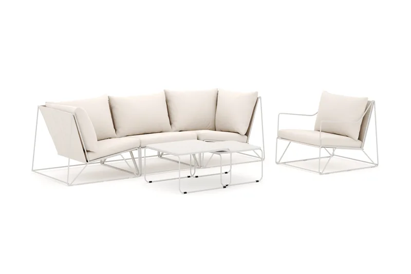 Usteryd ulkokäyttöön suora 4-istuttava sohva nojatuolilla, Beige/Beige