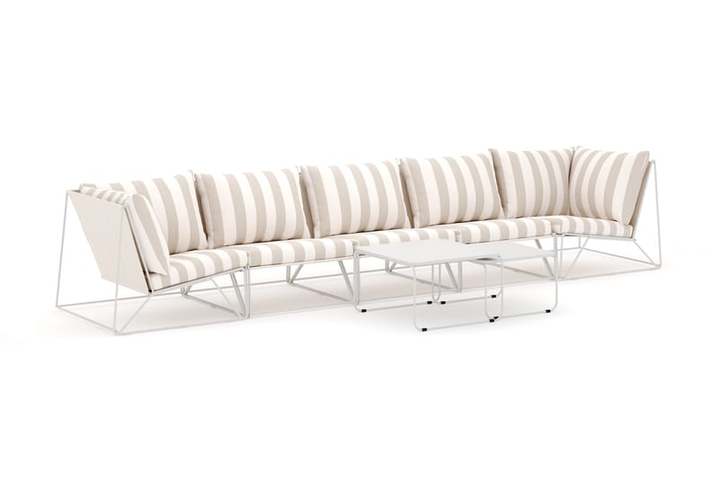 Usteryd ulkokäyttöön suora 5-istuttava sohva - Beige/Raidallinen - Puutarhakalusteet - Terassiryhmät - Terassisohvat