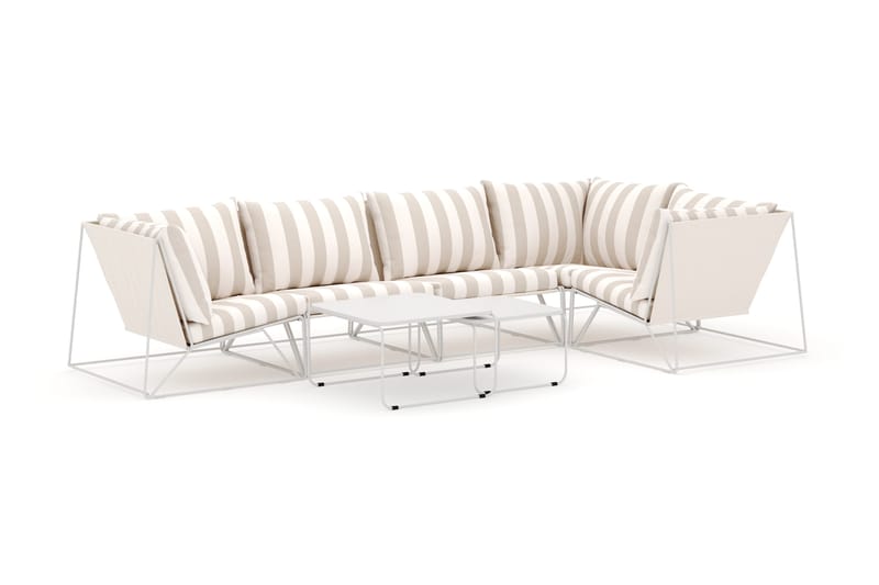 Usteryd ulkokulmasohva 5-istuttava, käännettävä - Beige/Raidallinen - Puutarhakalusteet - Terassiryhmät - Oleskeluryhmät