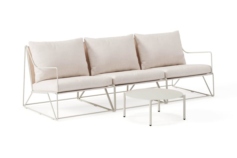 Usteryd Ulkosohva 3-istuttava Usteryd Sohvapöydällä - Beige - Puutarhakalusteet - Terassiryhmät - Oleskeluryhmät