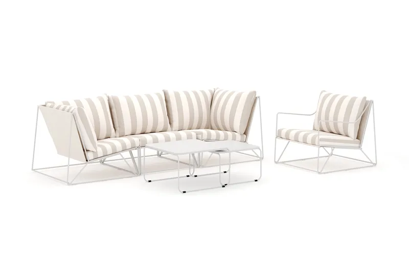 Usteryd ulkosuora 4-istuttava sohva nojatuolilla, Beige/Raidallinen