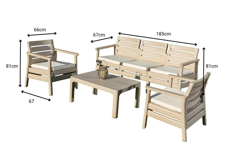 Vomira Lounge-ryhmä ulkokäyttöön - Desert Beige - Puutarhakalusteet - Terassiryhmät - Sohvaryhmät ulos