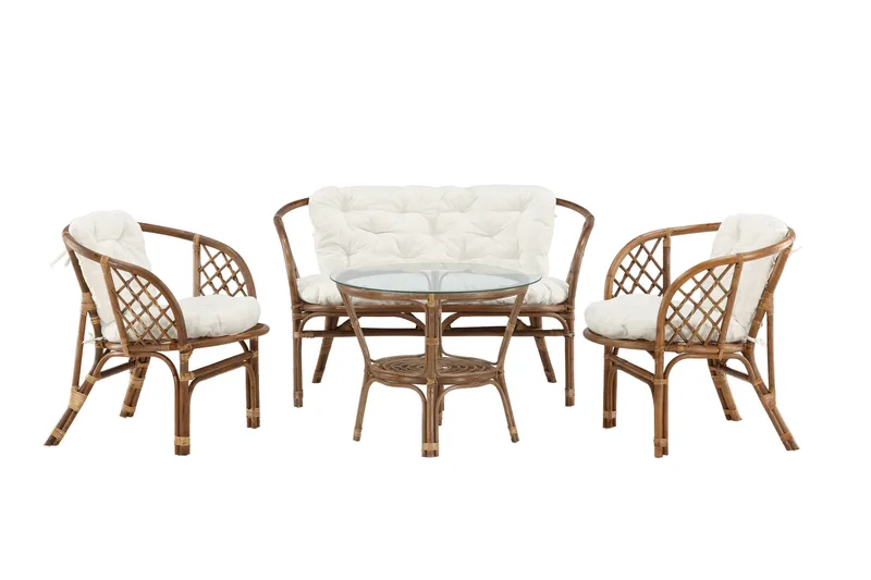 Wera Sohvaryhmä Ulkokäyttöön 4-istuttava, Ruskea/Valkoinen