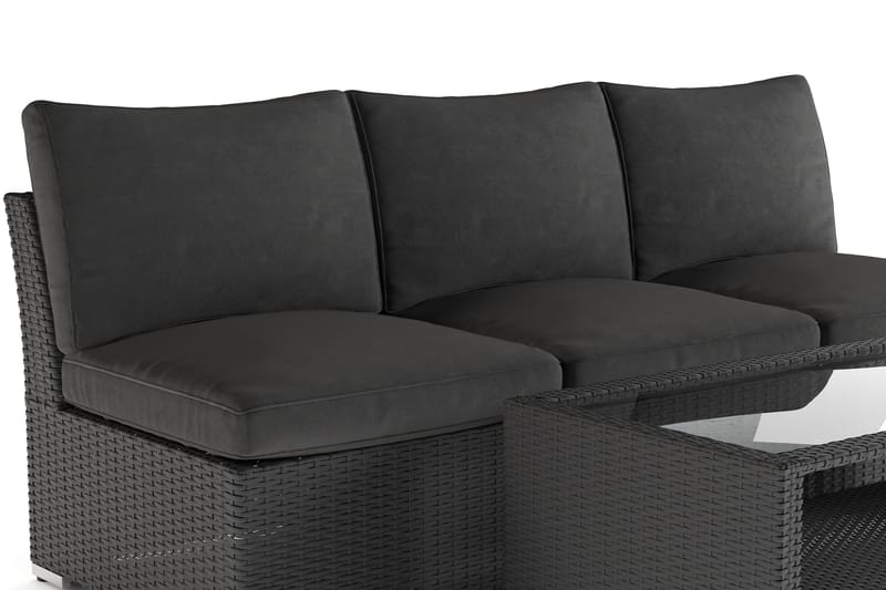 Wisconsin Lounge-ryhmä Ulkokäyttöön 3-hengen ja Pöytä Polyrottinkia - Musta - Puutarhakalusteet - Terassiryhmät - Sohvaryhmät ulos