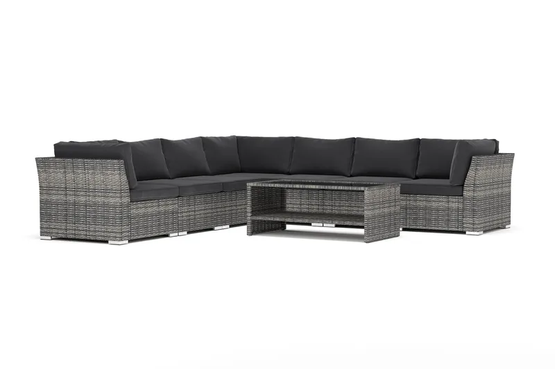 Wisconsin ulkokäyttöön tarkoitettu kulmasohva, 7-paikkainen, käännettävä, Harmaa